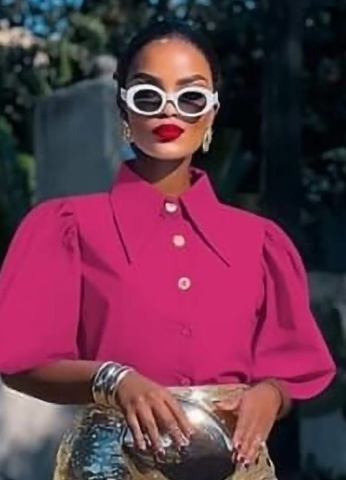 Puff Sleeve Button-Up Blouse