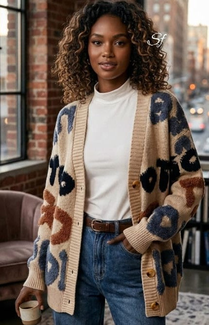 Bold Graphic Knit Cardigan