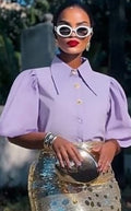 Puff Sleeve Button-Up Blouse