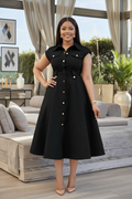 Black Button Midi Dress