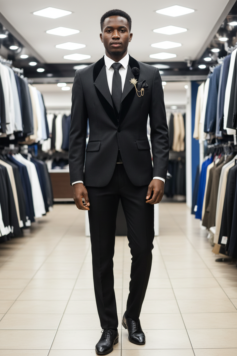 Slim-Fit Black Tuxedo Suit
