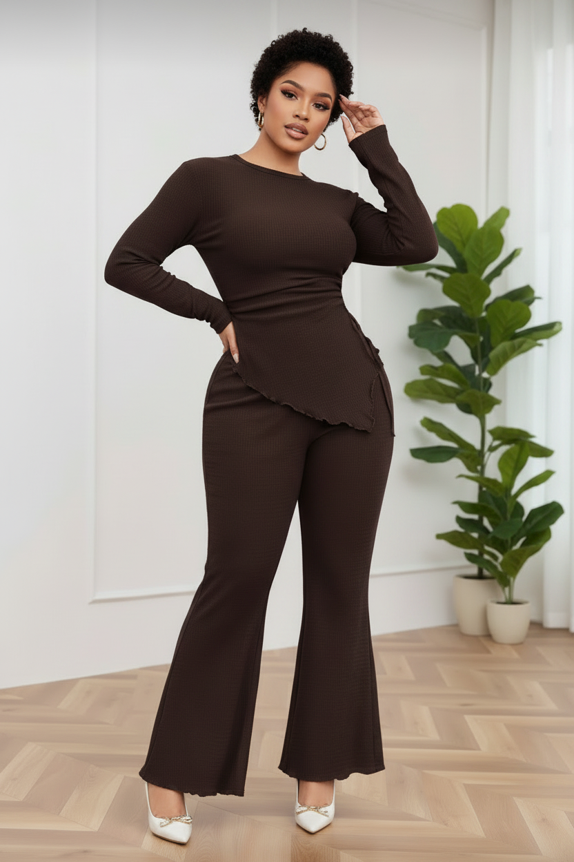 2-Piece Ribbed Flare Co-ord Set