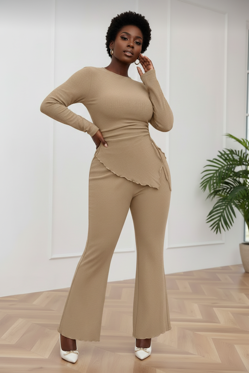 2-Piece Ribbed Flare Co-ord Set