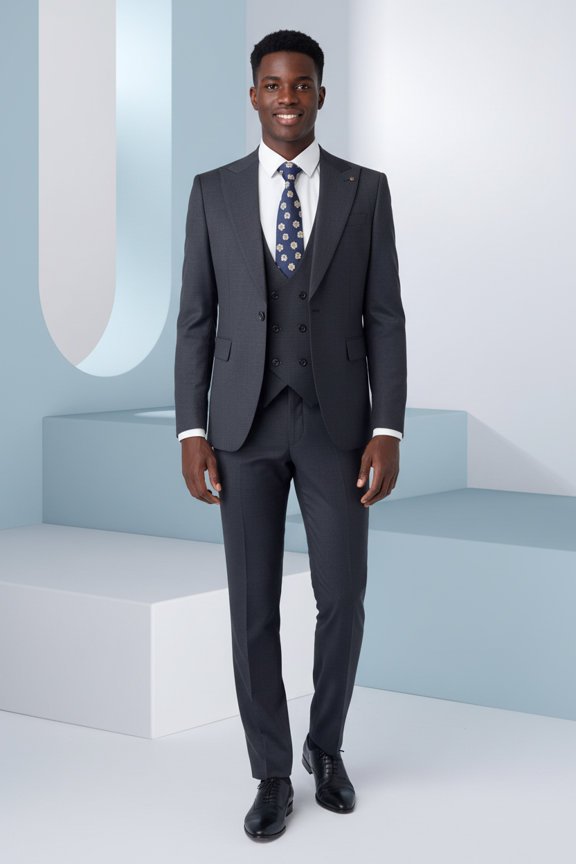 Slim-Fit Charcoal Three-Piece Suit