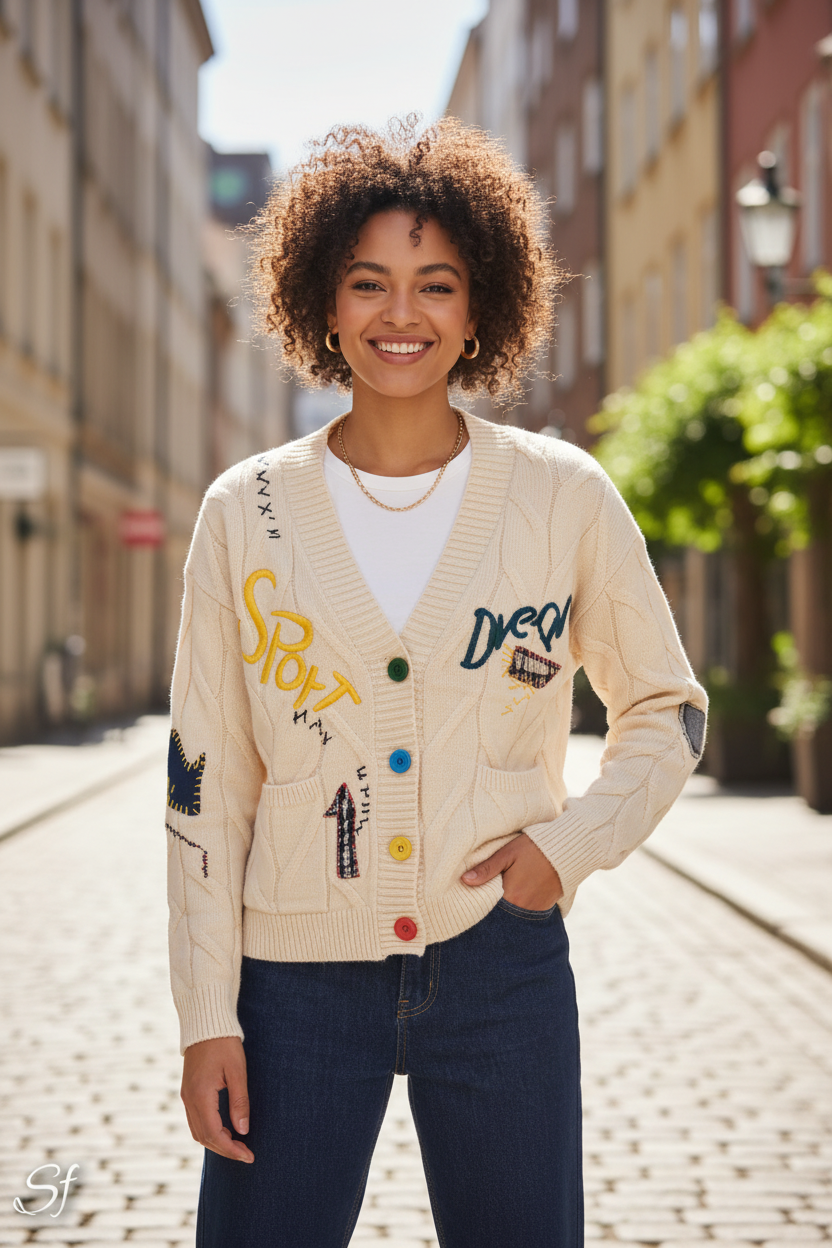 Cream Cardigan lifestyle shot