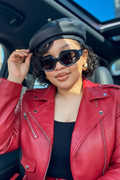 PU Leather French Beret in Black - lifestyle