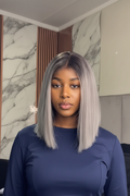 Ash Blonde Grey Ombre Bob Wig - Front View