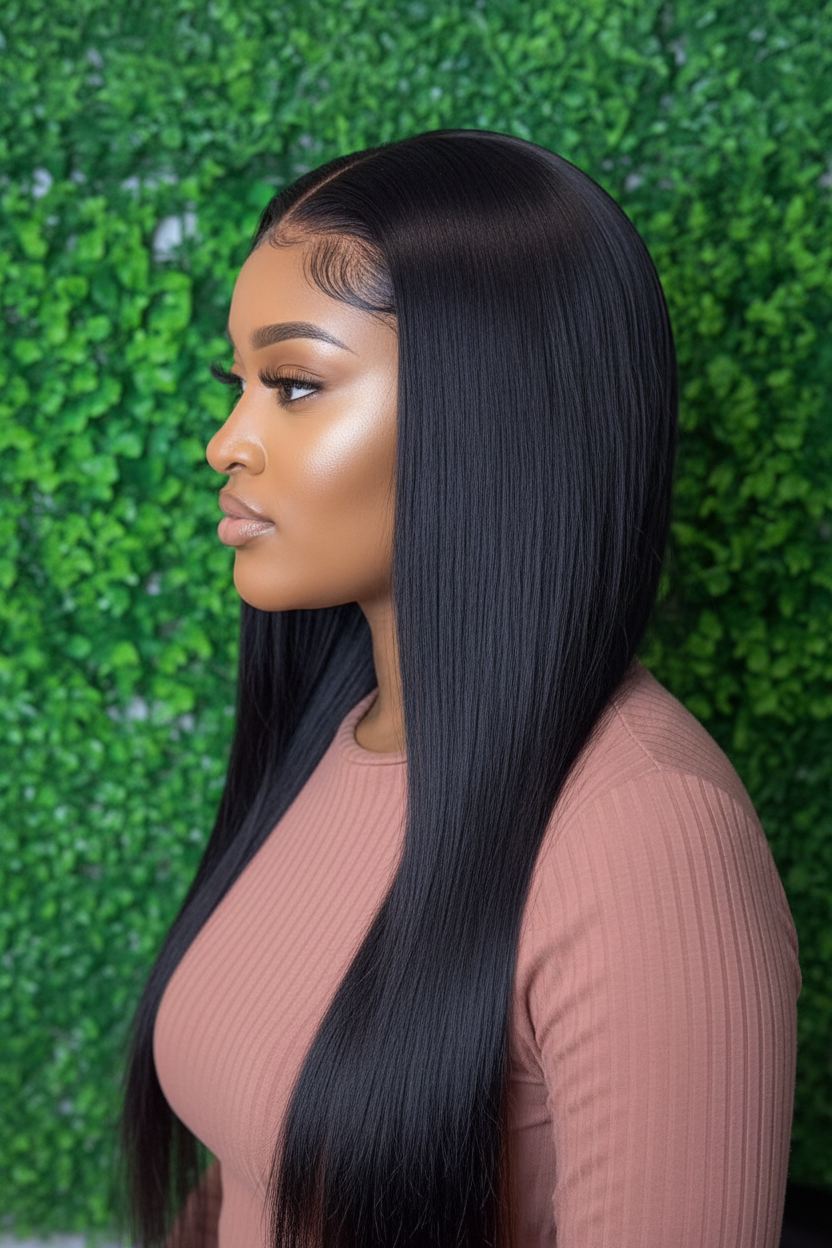 22 inch Full Frontal Straight Lace Wig - Side View