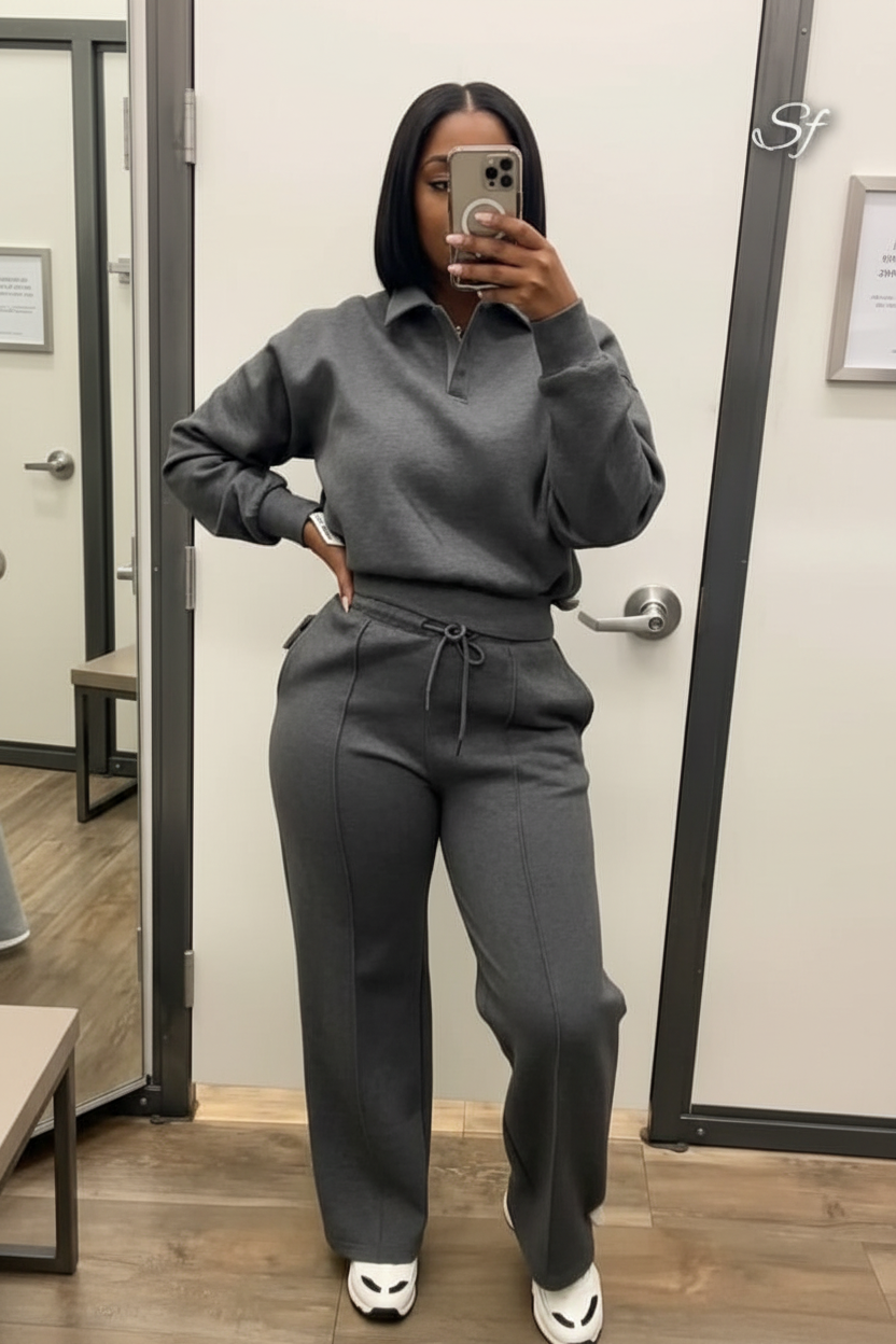 Polo Collar Half-Zip Co-ord Set - enhanced product image