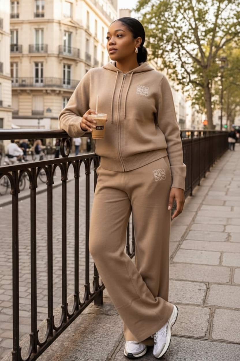 Knit Co-ord Set - enhanced product image, Camel
