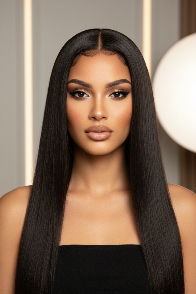 Buss Down Wig - Front View on Model