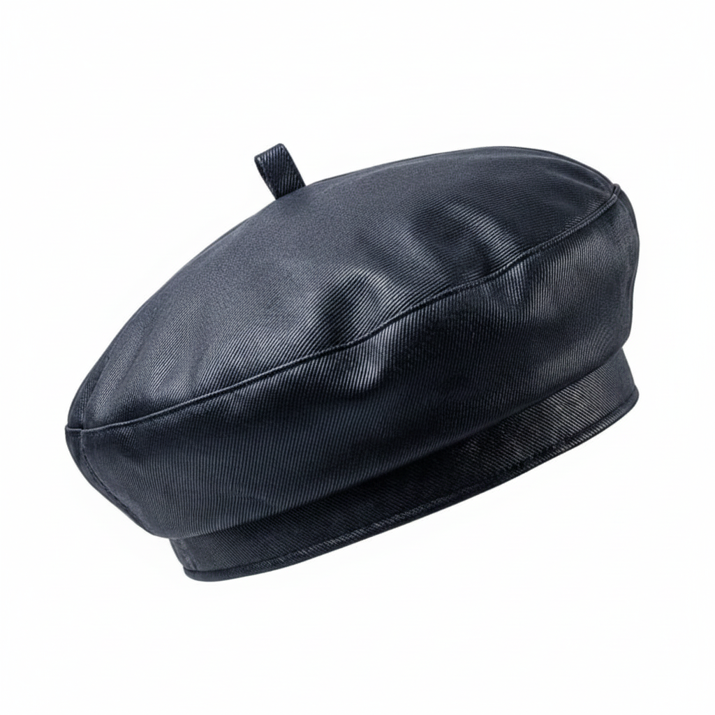 PU Leather French Beret in Black - product shot
