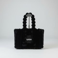 Queen Pom-Pom Faux Fur Tote Bag - Black