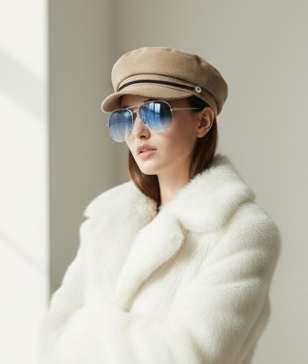 Crystal Button Newsboy Captain Cap
